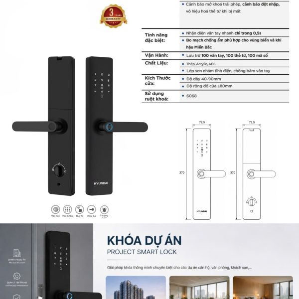 Khóa điện tử Hyundai HY-SL006 (Khóa Dự Án Căn Hộ & Khách Sạn)