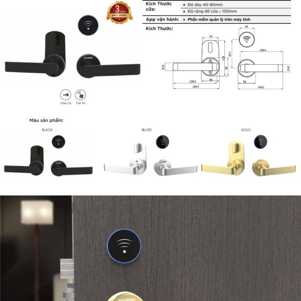 Khóa điện tử Hyundai Khách Sạn HY-HL03 (Chất Liệu SUS304)