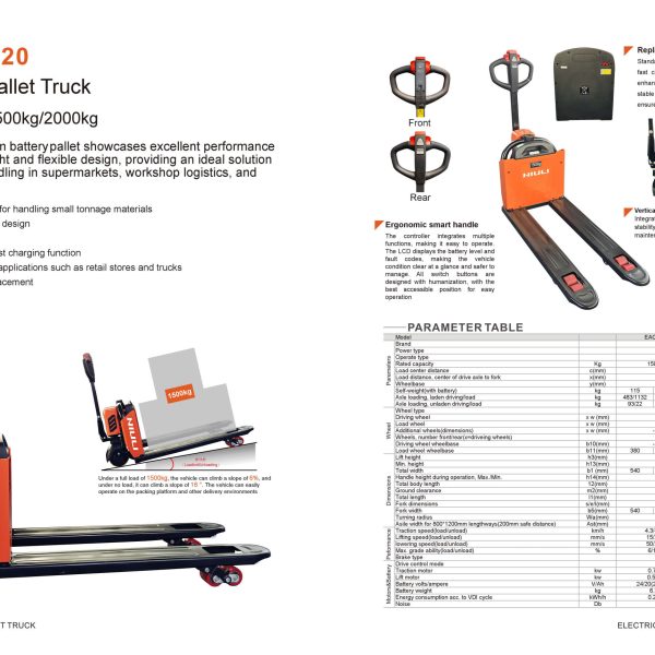 Xe nâng điện thấp NIULI EBY25 (2.5 Tấn đi bộ lái)