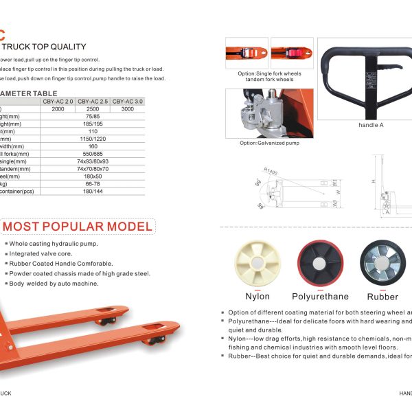 Xe nâng tay thấp NIULI CBY-AC25 (2.5 Tấn)